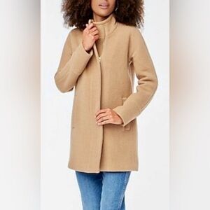 J.Crew Factory Wool Blend City Coat Women's 6 Beige Hidden Zip Mid Length